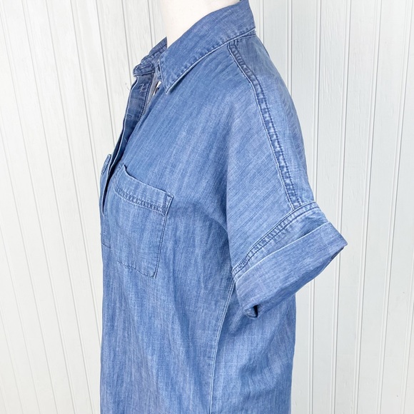 Madewell Blue Denim Drop Hem Mini Shirt Dress in Abbot Wash G5302 Size XXS - Picture 7 of 12